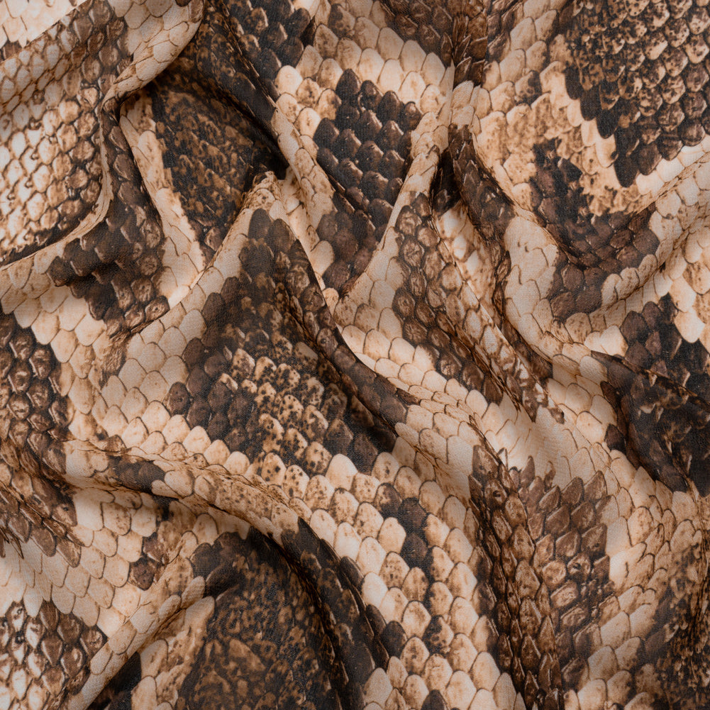 Viscose Georgette - Beige and Brown Snakeskin - Kaa's Charm Print - Mood Exclusive Kilimanjaro Collection - Joann Fabrics