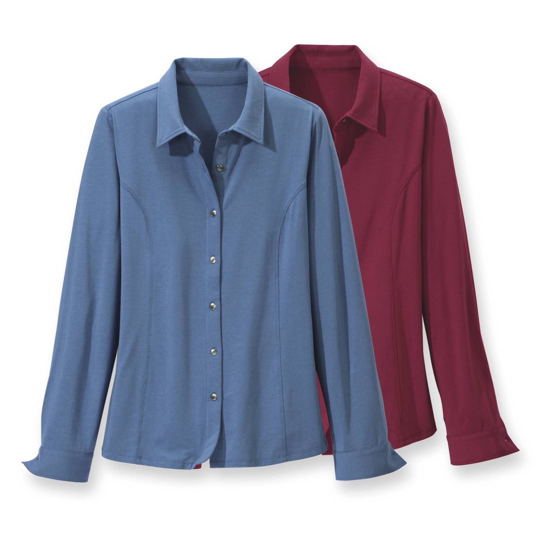 Knit Collared Shirt, Button Front, Long Sleeves with Button Cuffs - Northstyle Catalog