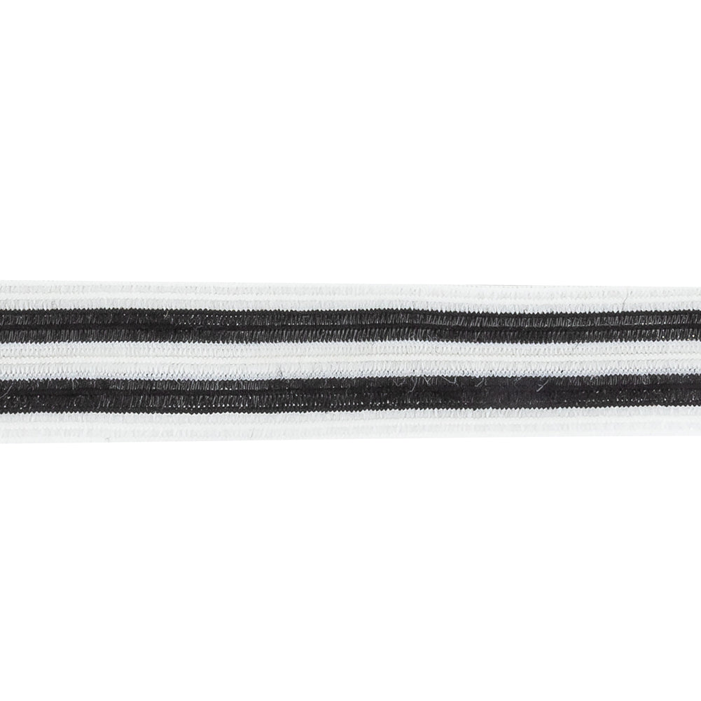 White and Black Striped Elastic Trimming - 0.7