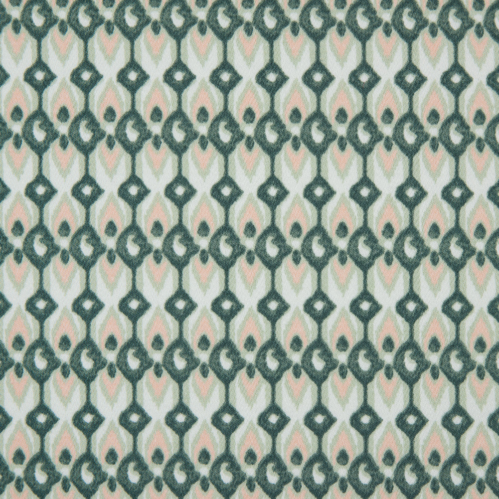 Green Geometric Ikat Printed Stretch Cotton Sateen - Joann Fabrics