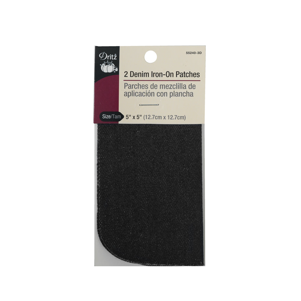 2 Black Denim Iron-On Patches - 5