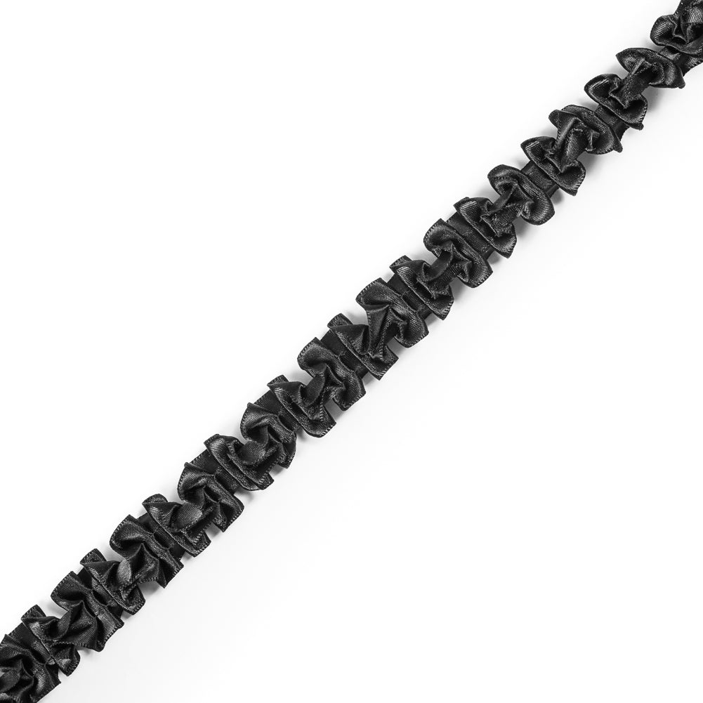 Black Satin Plisse Trim - 0.875