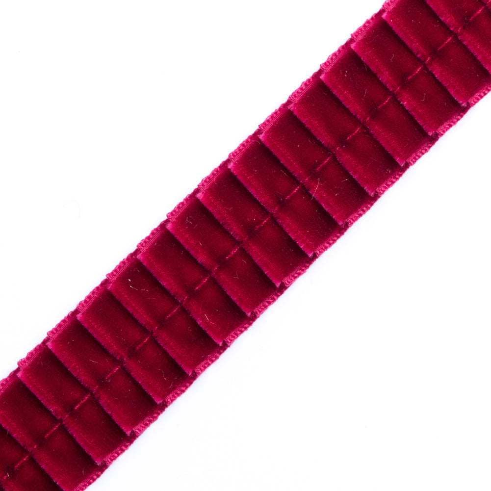 Italian Wine Velvet Knife Pleated Trimming - 0.875