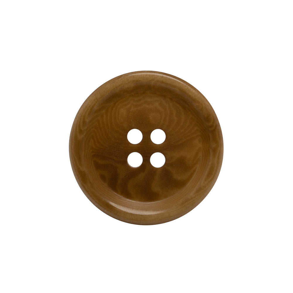 Horn 4-Hole Button - 36L/23mm - Light Brown Swirled Rolled Rim - Joann Fabrics