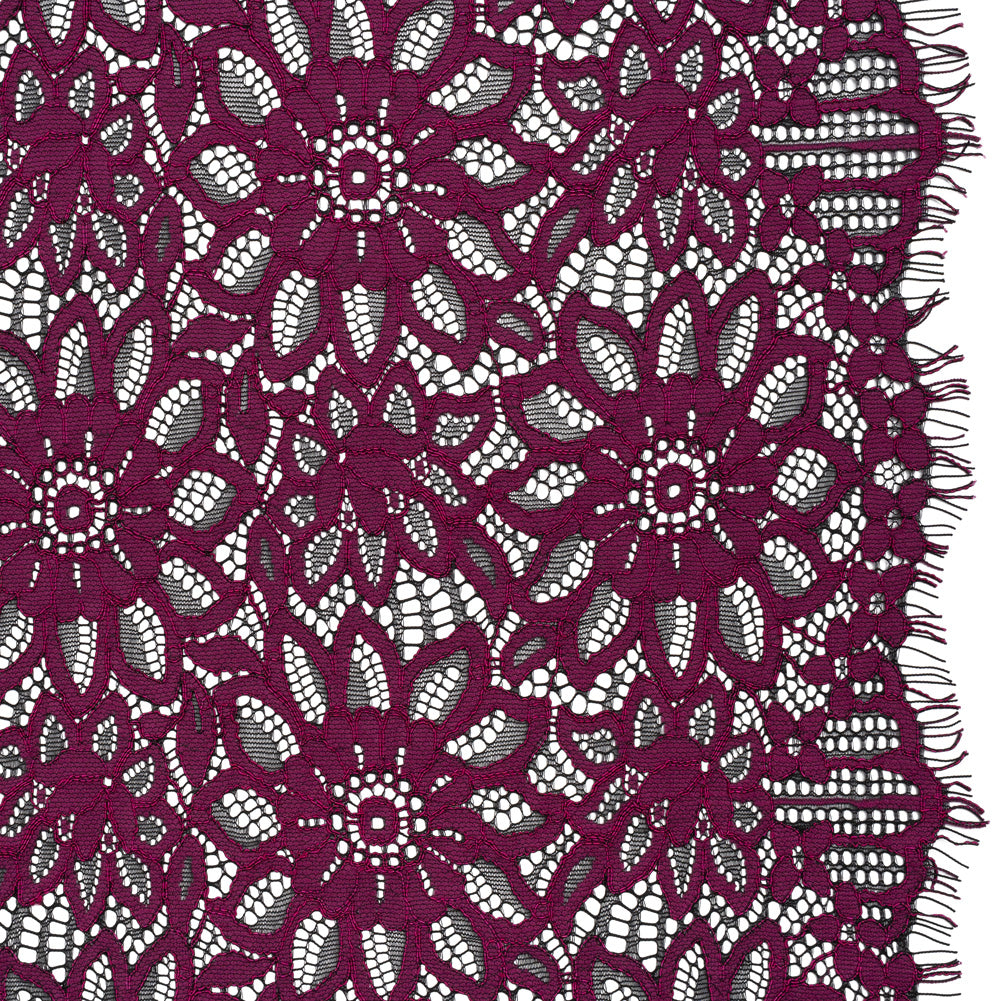 Corded Lace with Finished Scalloped Edges - Wineberry and Black Sunflowers - Joann Fabrics