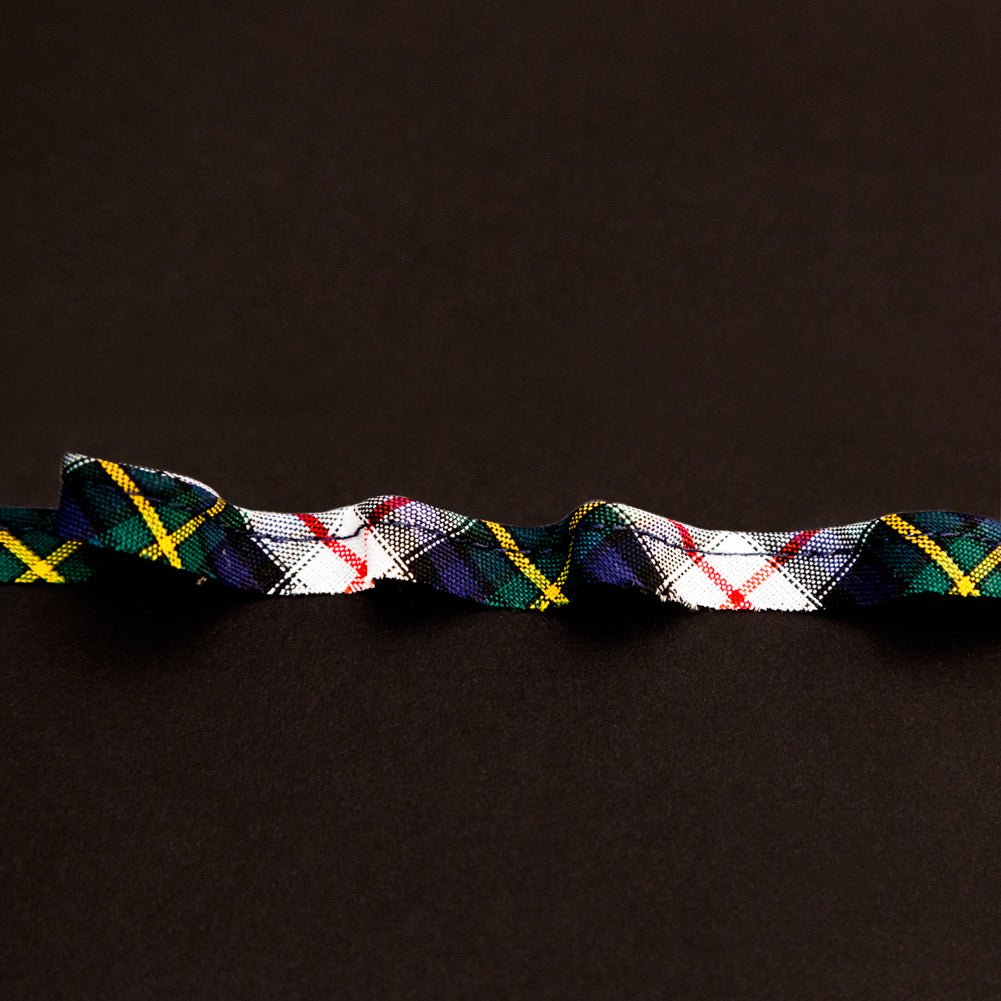 Italian Navy and White Plaid Bias Piping Cord with Lip - 0.375