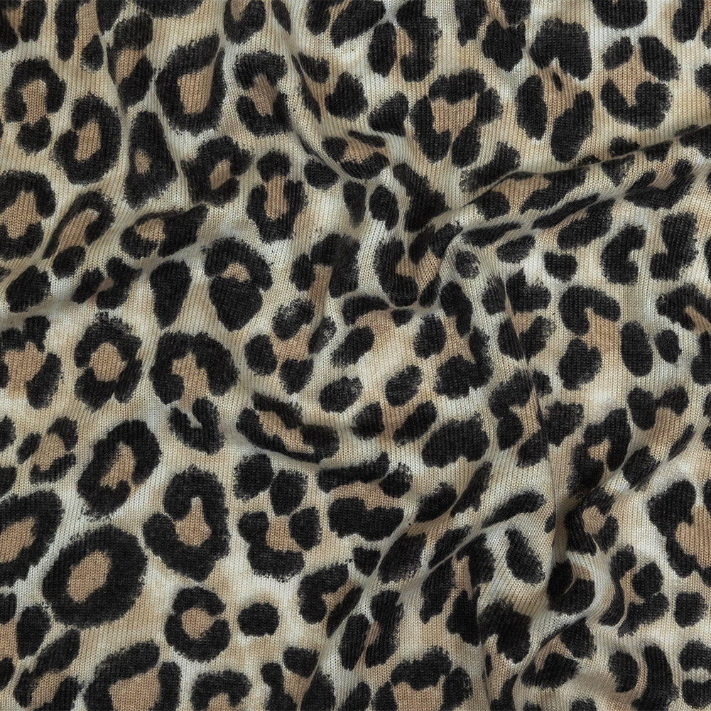 White, Tan and Forged Iron Cheetah Print Stretch Polyester Sweater Knit - Joann Fabrics