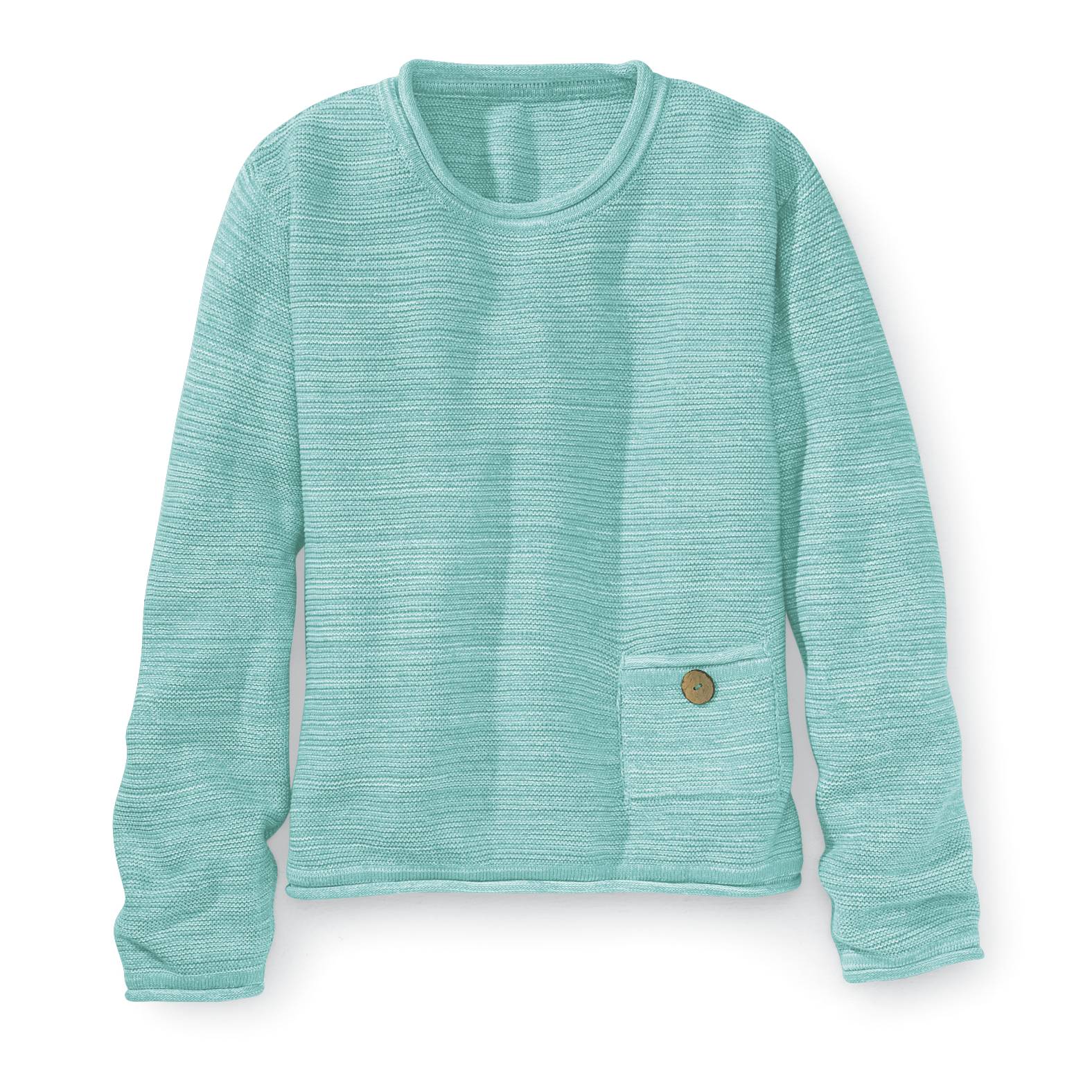 Marled Cotton One-Pocket Pullover, Rolled Edges - Northstyle Catalog