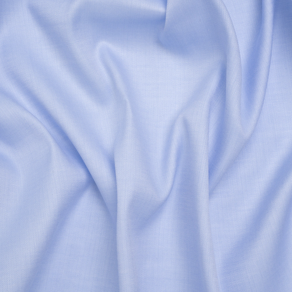 Cotton Twill Shirting - Light Blue and White Narrow Herringbone - Deadstock - Joann Fabrics
