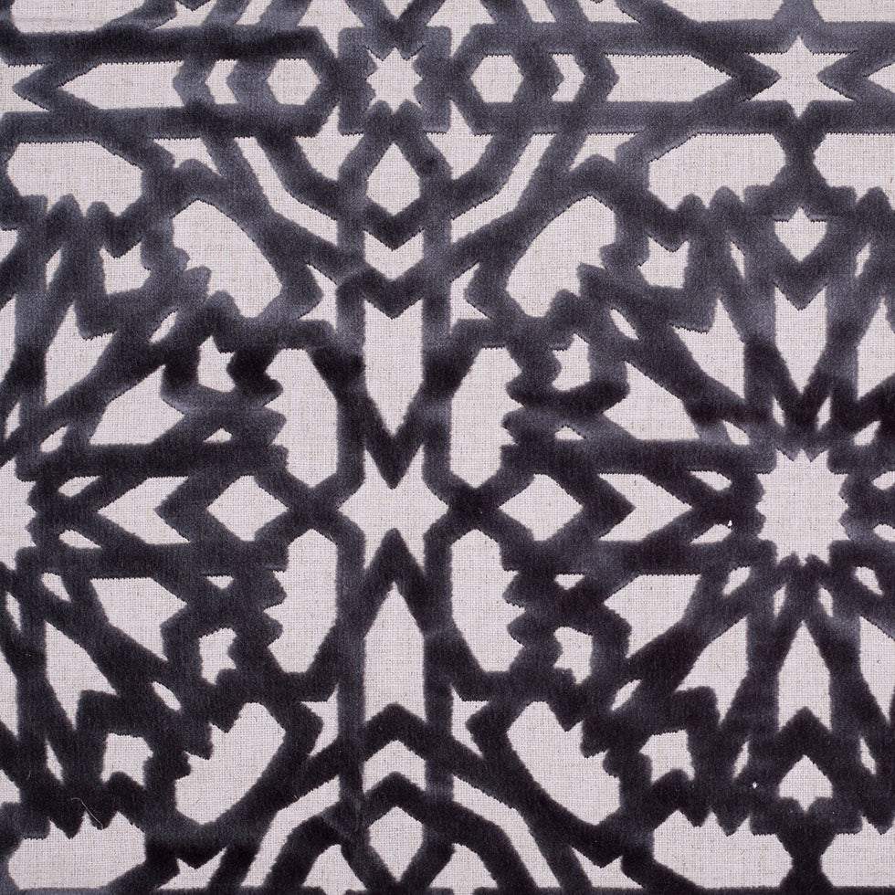 Gunmetal Geometric Polyester-Acrylic-Flax Flocked Chenille - Joann Fabrics