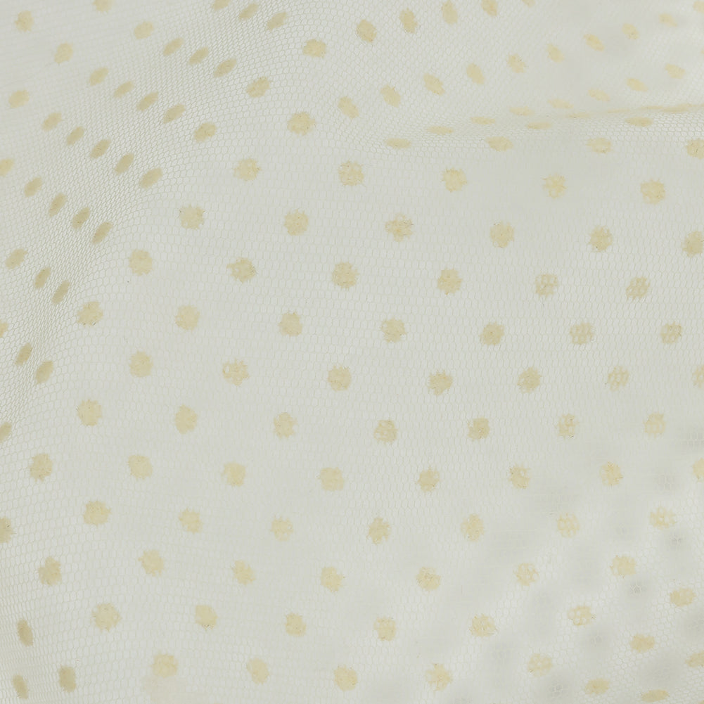 Famous Australian Designer Oyster White Flocked Polka Dots Point D'esprit - Joann Fabrics