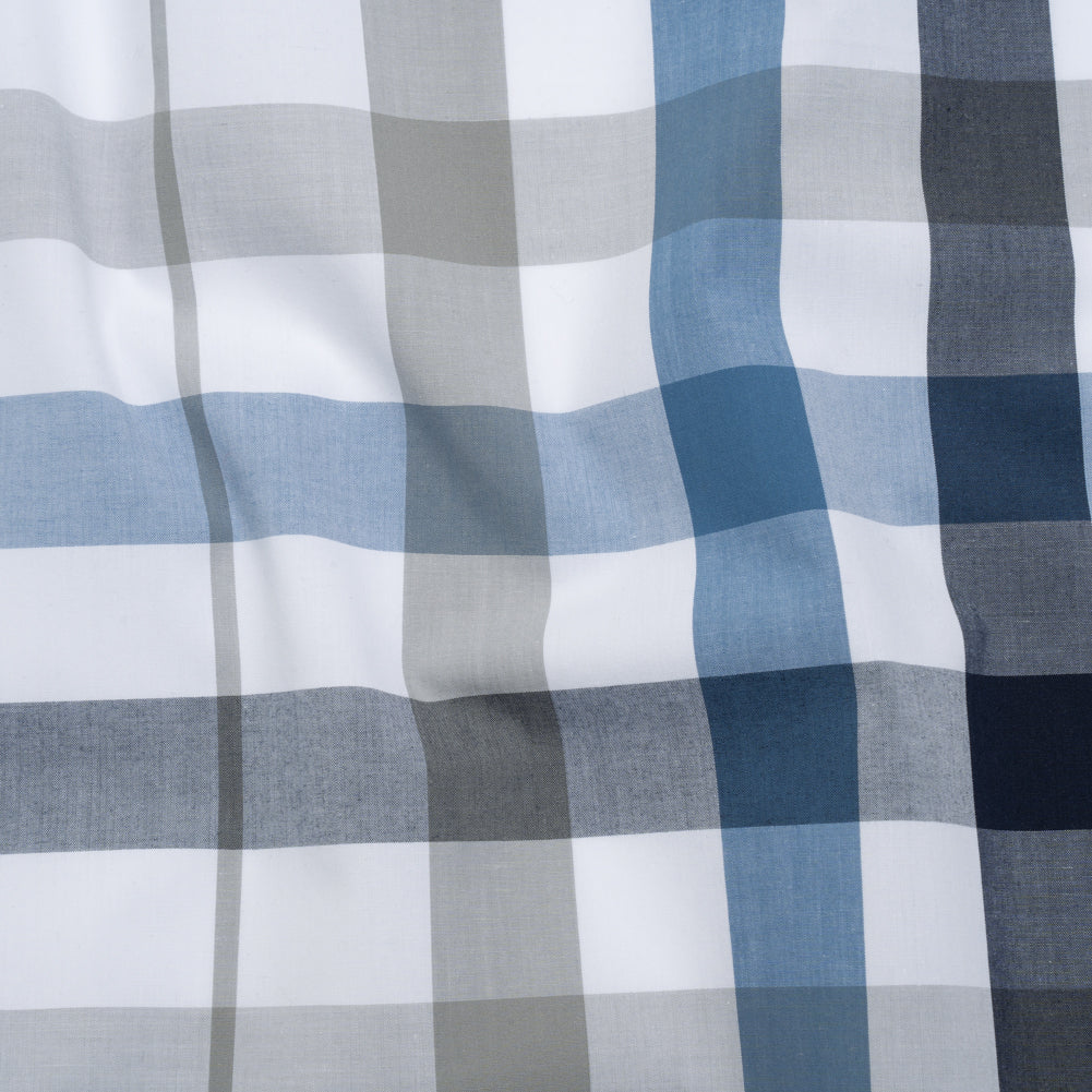 Cotton Shirting - Navy, Blue and Gray Big Plaid - Deadstock - Joann Fabrics