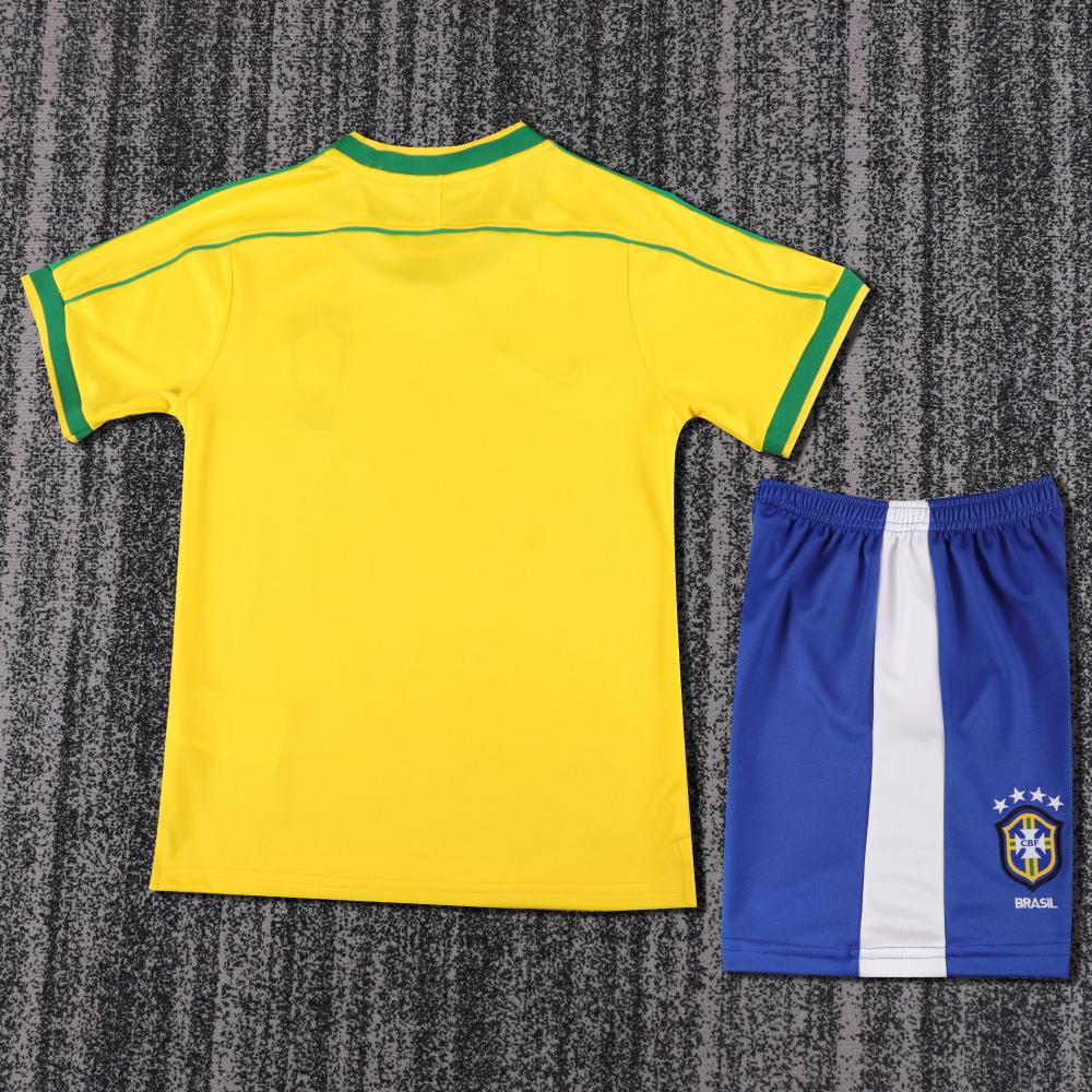 1998 Retro Brazil Home Football Shirt 1:1 Thai Quality Kids Size