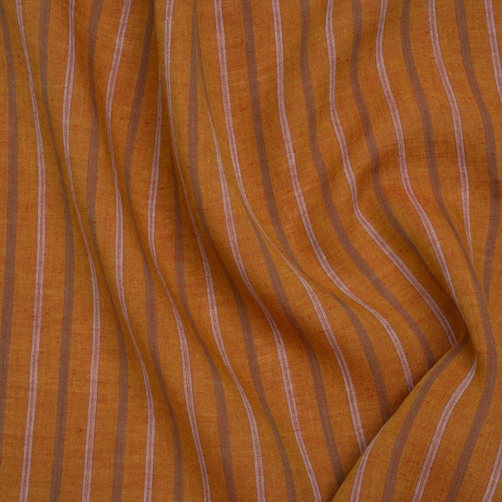 Medium Weight Linen Woven - Burnt Orange, Burgundy and Light Blue Stripes - Joann Fabrics