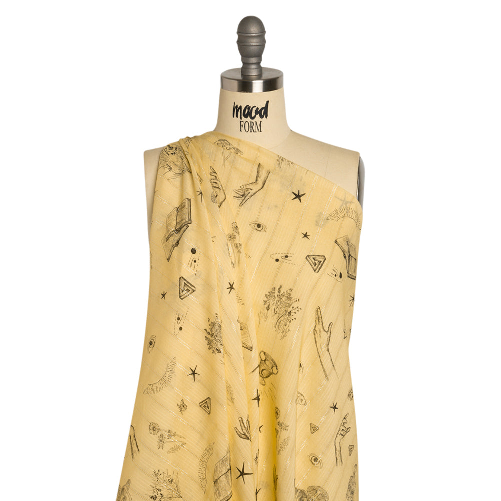 Mood Exclusive Yellow For Faustus Metallic Pinstriped Viscose Dobby - Joann Fabrics