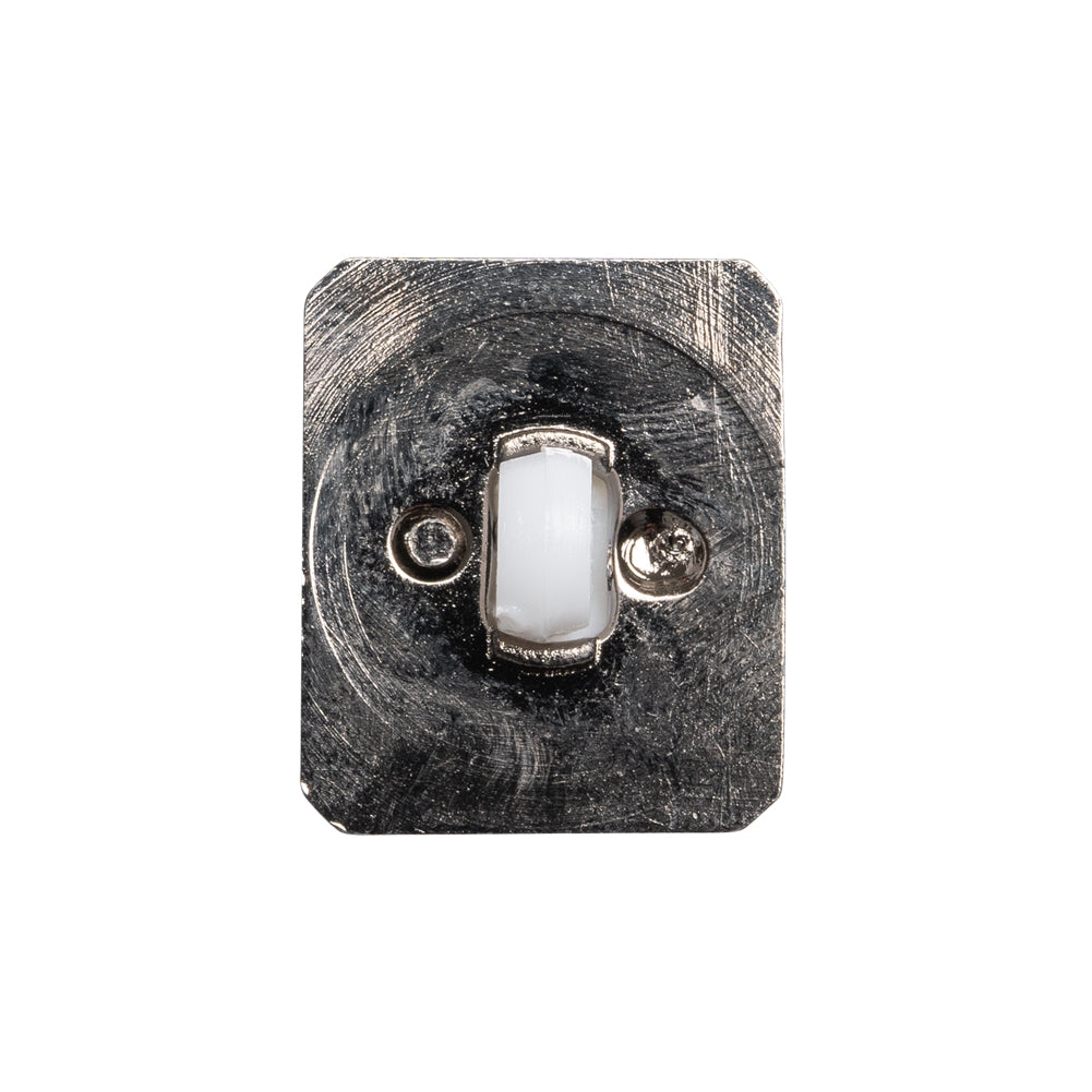 Rectangular Plastic Shank Back Button - White and Metallic Silver Faceted - 36L/23mm - Joann Fabrics