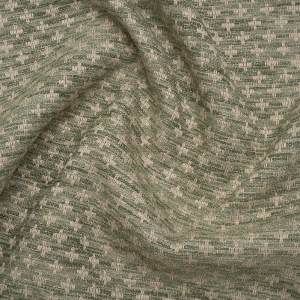 Polyester Boucle Home Decor Jacquard - Sage Plus Signs - British Imported - Joann Fabrics