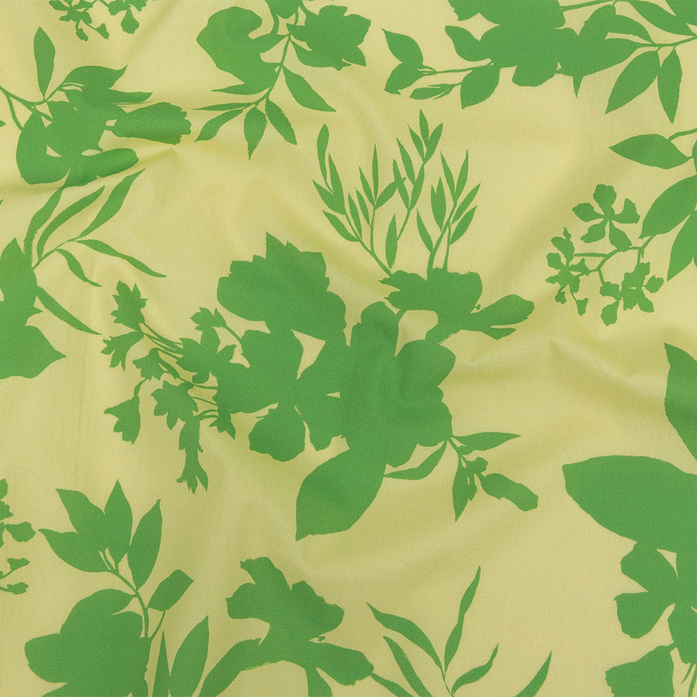 Cotton Poplin Print - Mellow Yellow and Green Floral - Mood Exclusive Sprouting Silhouettes - Joann Fabrics