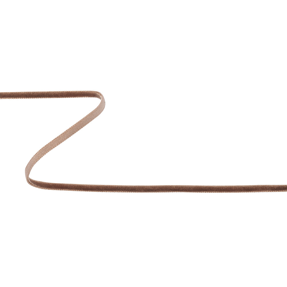 Teddy Bear Brown Single Face Velvet Ribbon - 0.125