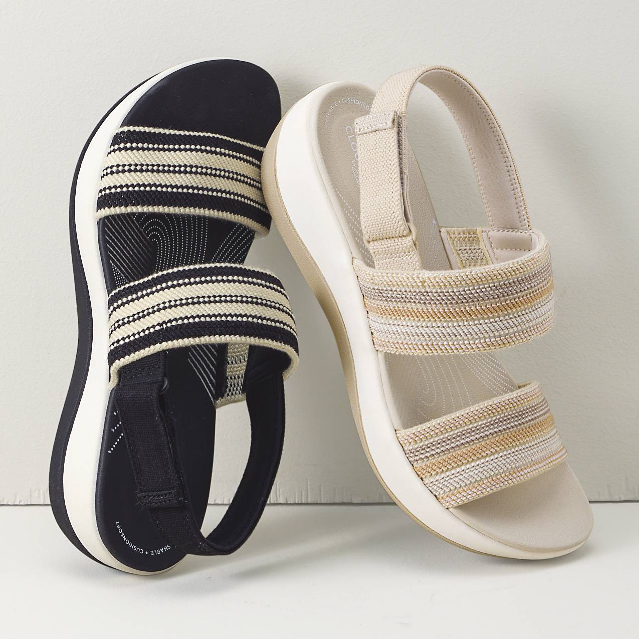 Clarks® Casual Stripe Sandals, Lightweight Support, Machine Washable - Northstyle Catalog