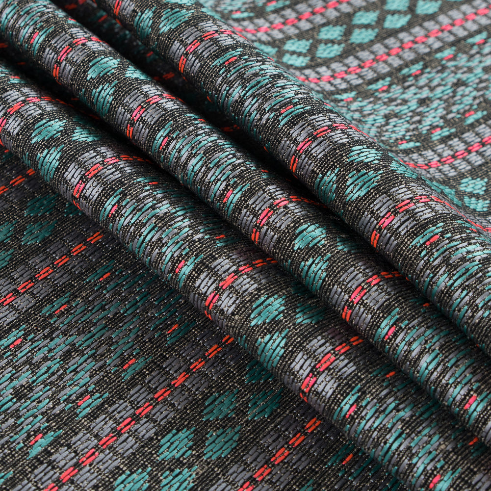 Sea Green and Fluorescent Pink Tribal Jacquard - Joann Fabrics