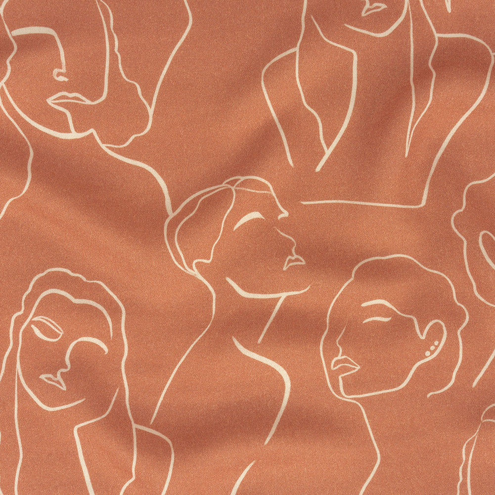 Rayon Challis - Pink Face Outlines - Sweltering Society Print - Mood Exclusive Rio Collection - Joann Fabrics