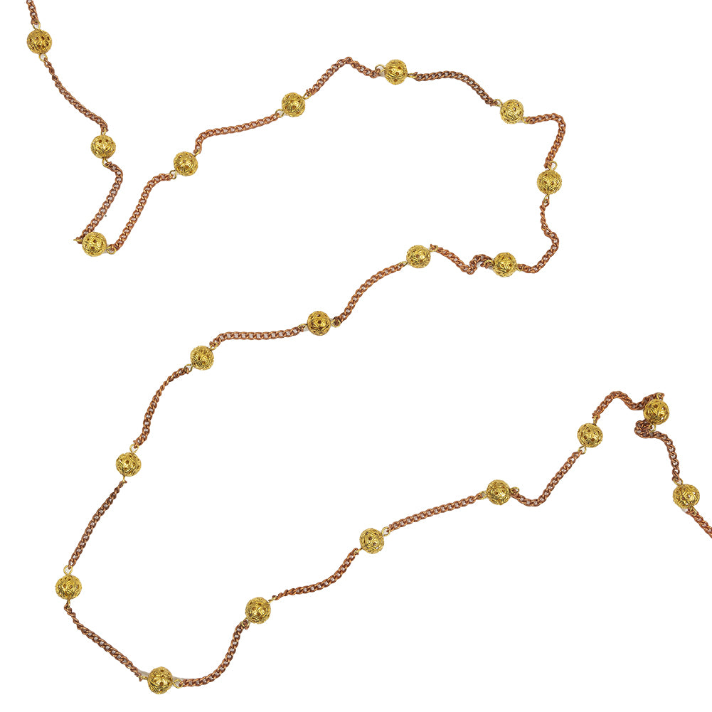 Vintage Bronze and Gold Metal Bead Chain Belt - 117