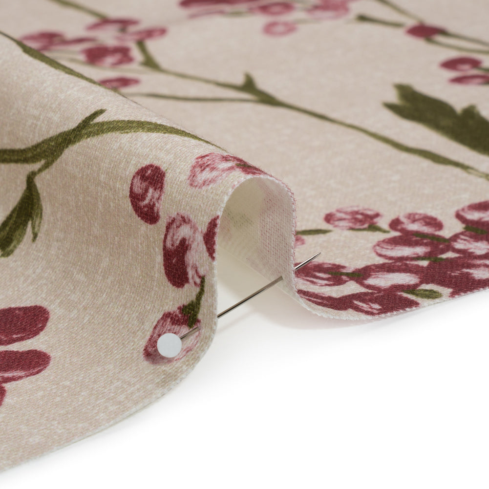 Cotton Canvas Print - Cranberry Berry Stems - British Imported - Joann Fabrics