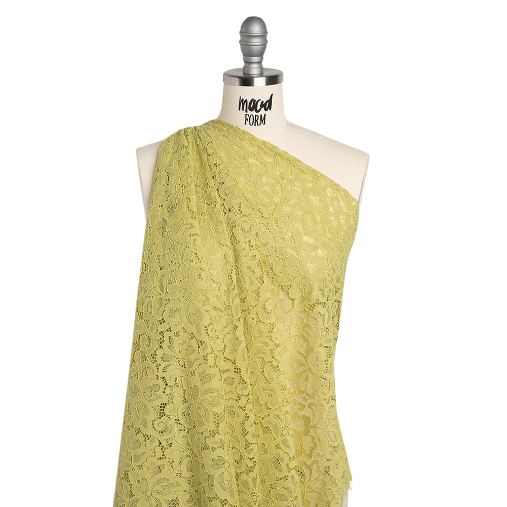 Corded Lace Panel with Petal Scalloped And Fringed Edges - Chartreuse Green Floral - Joann Fabrics