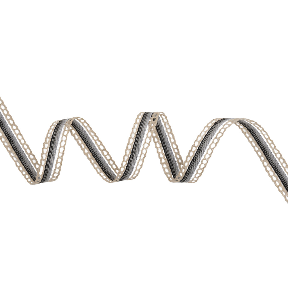 Woven Trim with Lace Borders - 0.5