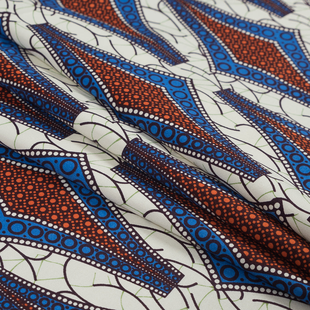 Blue and Orange Geometric Stretch Cotton Sateen - Joann Fabrics