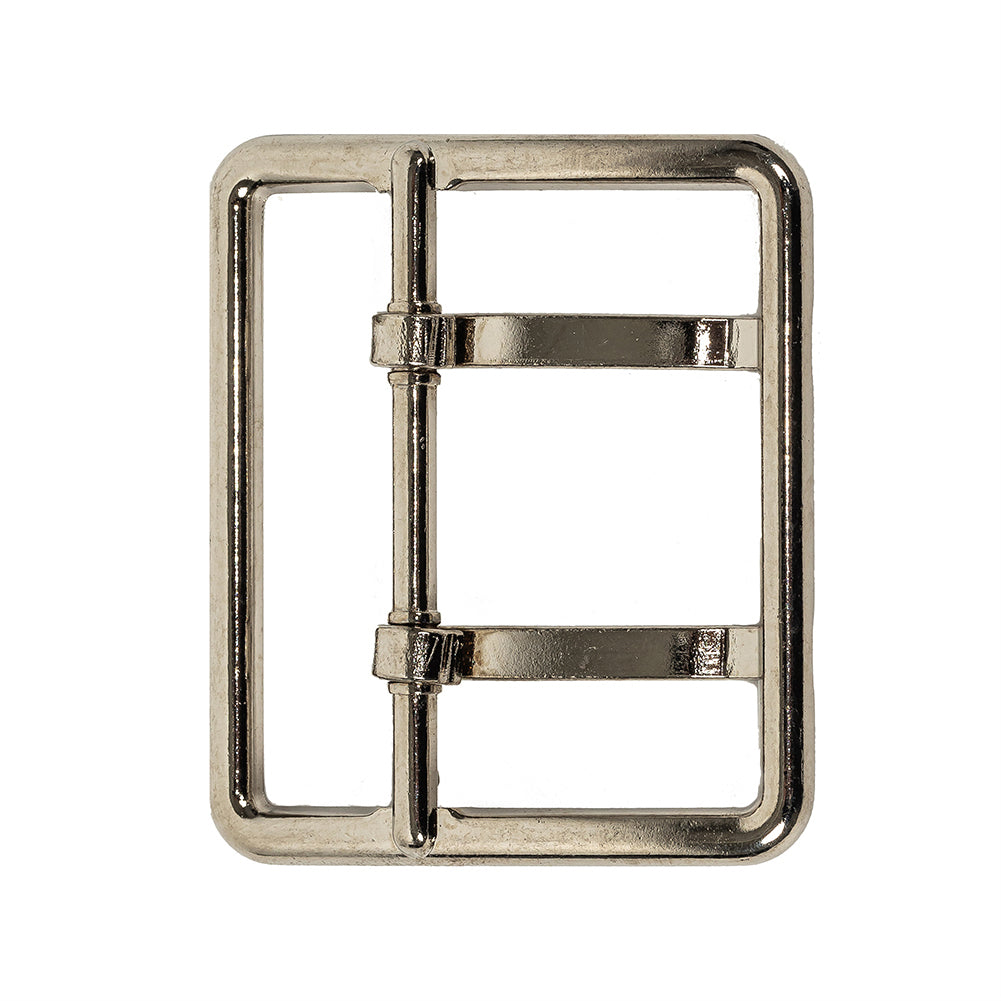 Sturdy Satin Nickel Double Tongue Buckle - 2.375 x 2.125