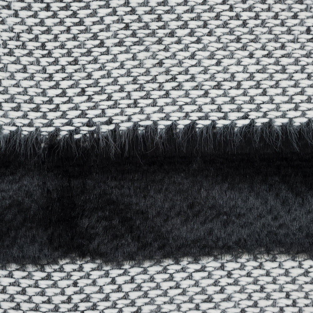 Novelty Black And White Cotton Knit with Black Faux Fur Awning Stripes - Joann Fabrics
