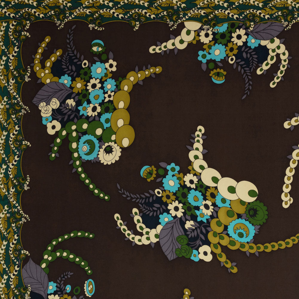 Blue, Brown and Green Floral Silk Jersey Panel - Joann Fabrics