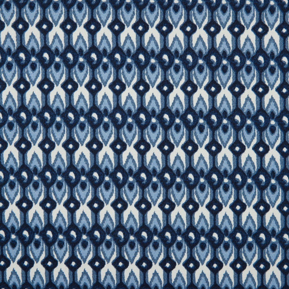 Blue Geometric Ikat Printed Stretch Cotton Sateen - Joann Fabrics