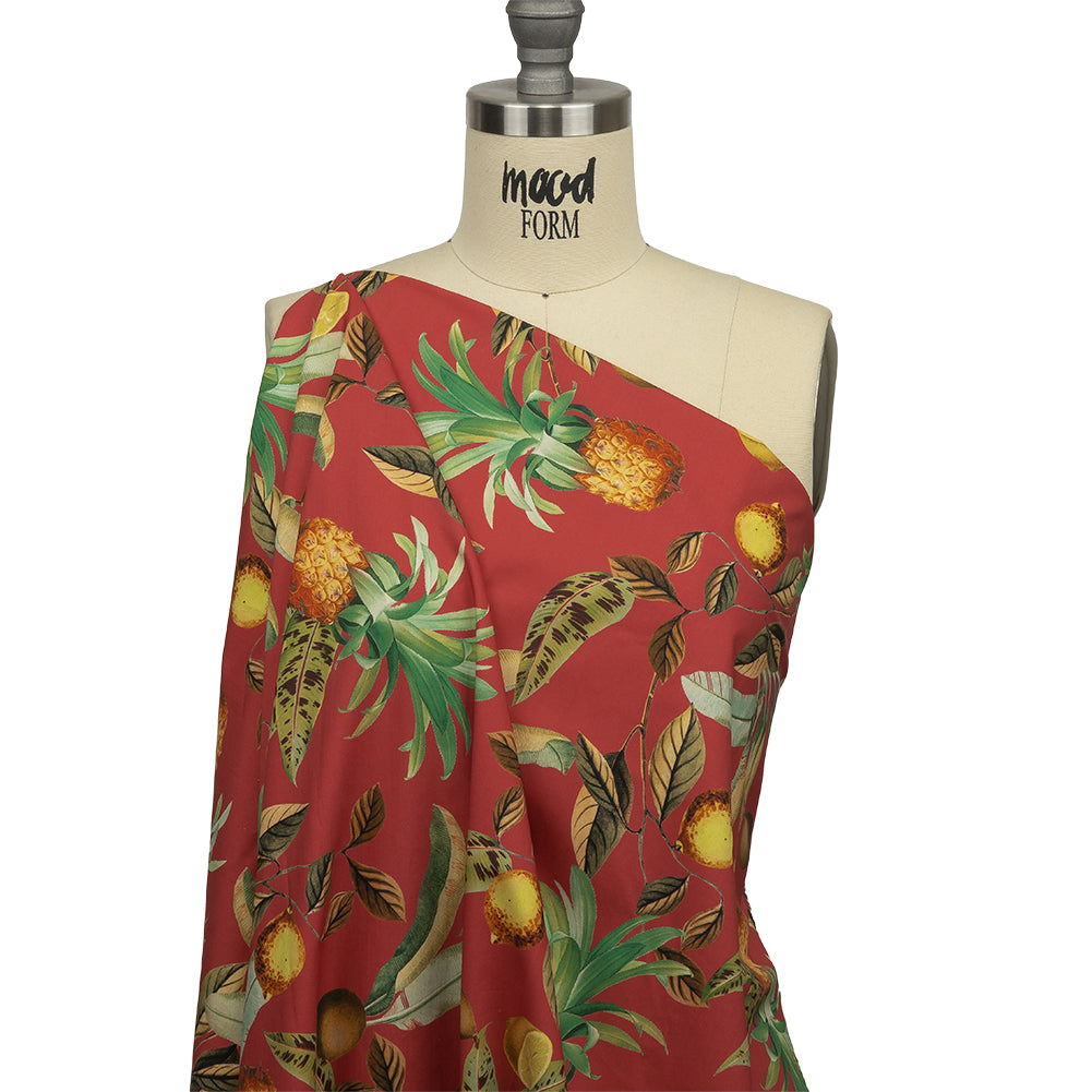 Cotton Poplin - Red and Yellow Leaves and Fruit - Girl from Ipanema Print - Mood Exclusive Avenable Collection - Joann Fabrics