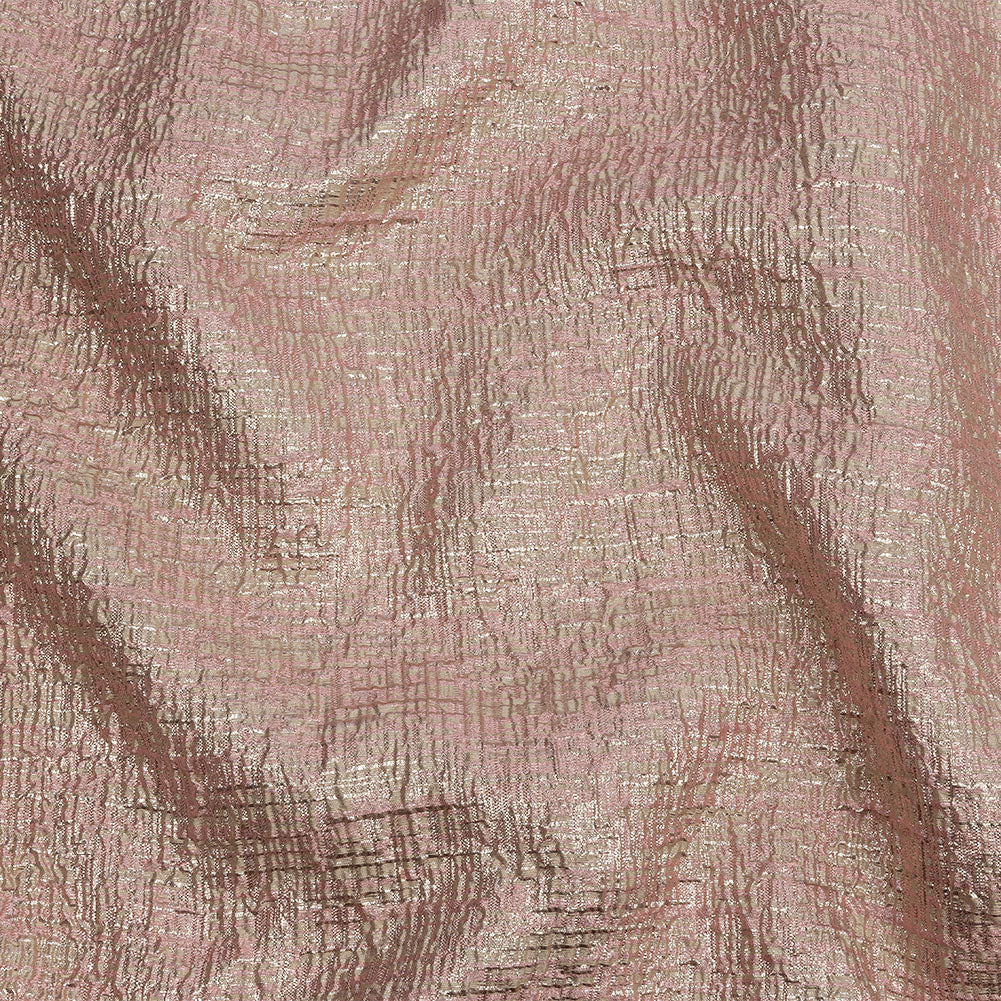 Metallic Rose Gold, Pink and Champagne Crosshatched Lines Luxury Brocade - Joann Fabrics