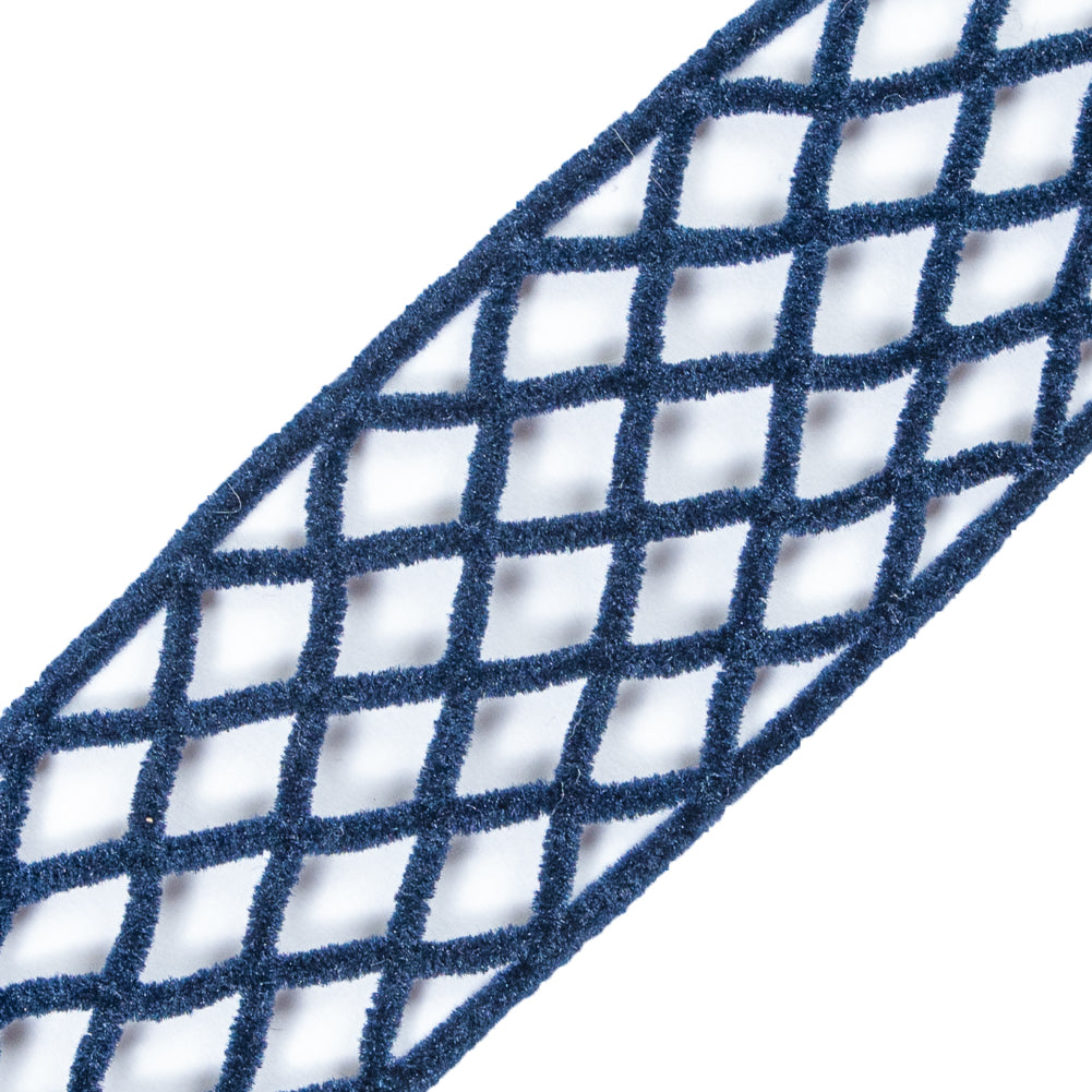 Navy Criss Cross Chenille Trim - 2