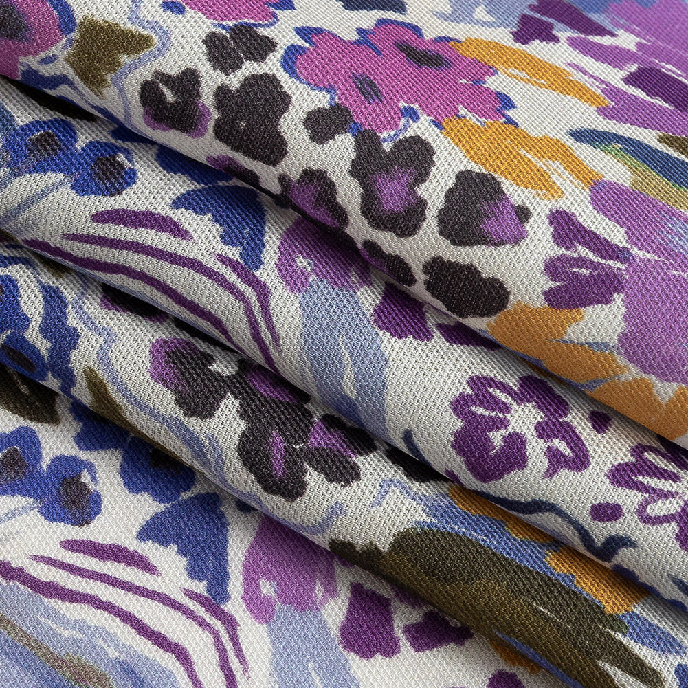 Viscose and Linen Twill Print - Purple and Blue Painterly Floral - Mood Exclusive Morisot - Joann Fabrics