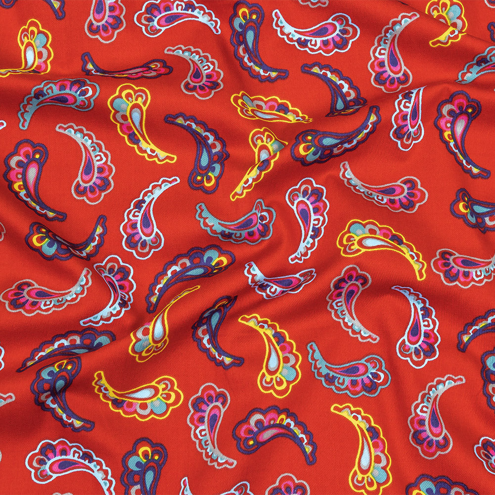 Red, Blue and Yellow Simple Paisley Cotton Shirting - Joann Fabrics