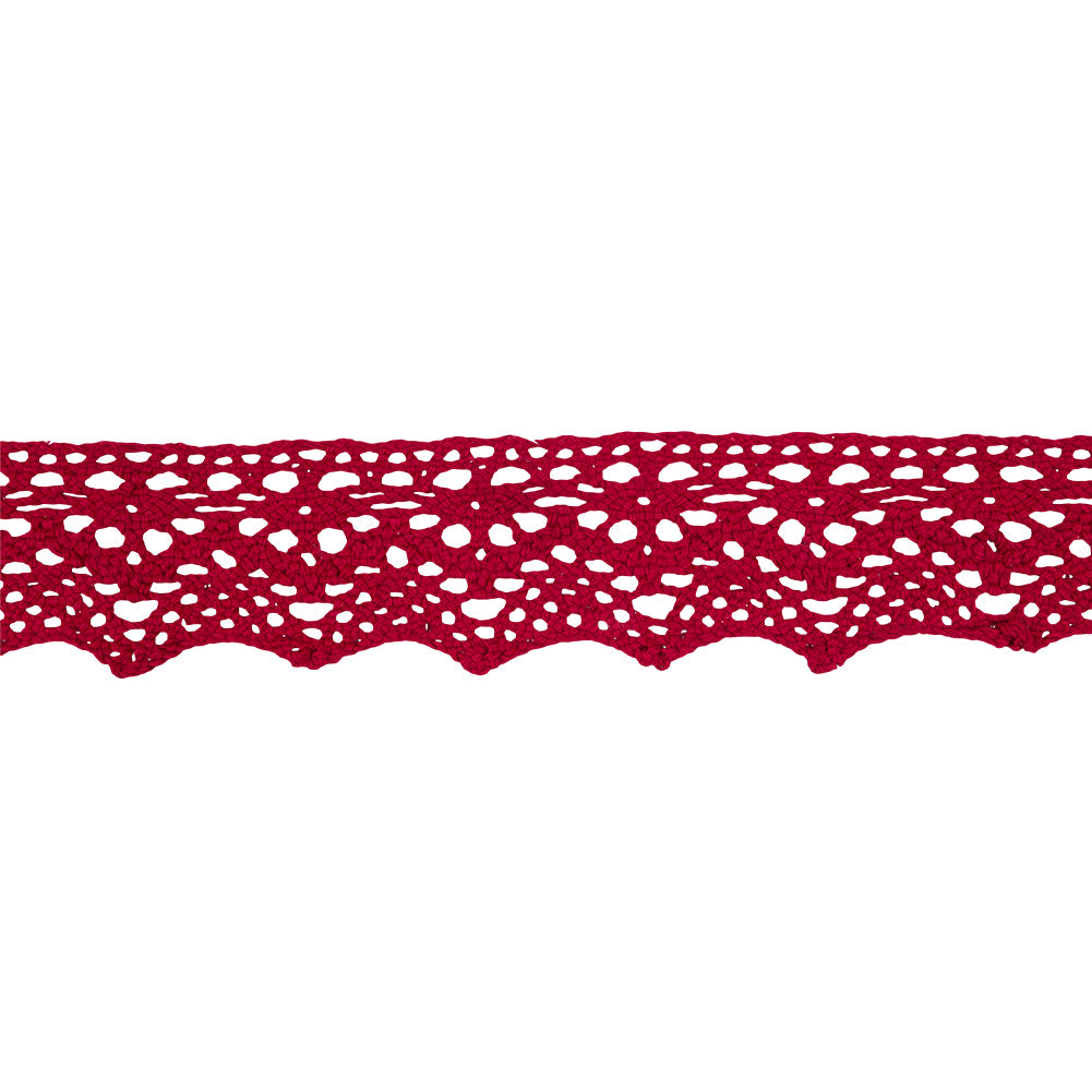 Cranberry Picot Arches and Zig Zags Crochet Lace Trim - 1.875