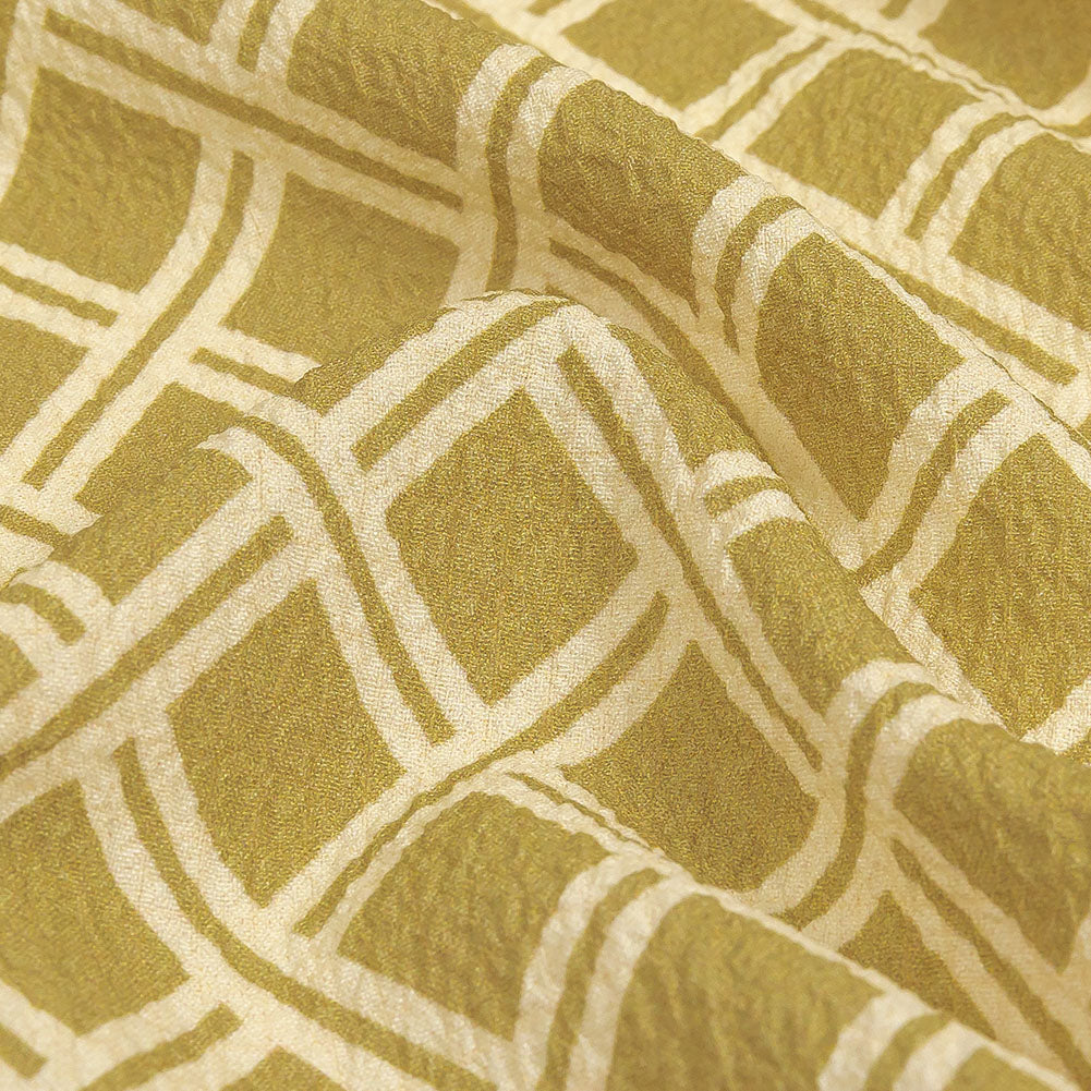 Mood Exclusive Beige Lattice Status Stretch Polyester Seersucker - Joann Fabrics