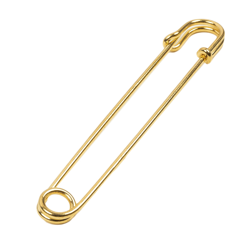 Vintage Czech Gold Large Decorative Safety Pin - 3.25