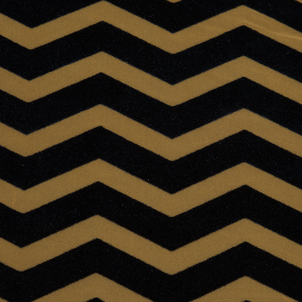 Zig Zag Burnout Velour - Mustard and Navy - Joann Fabrics