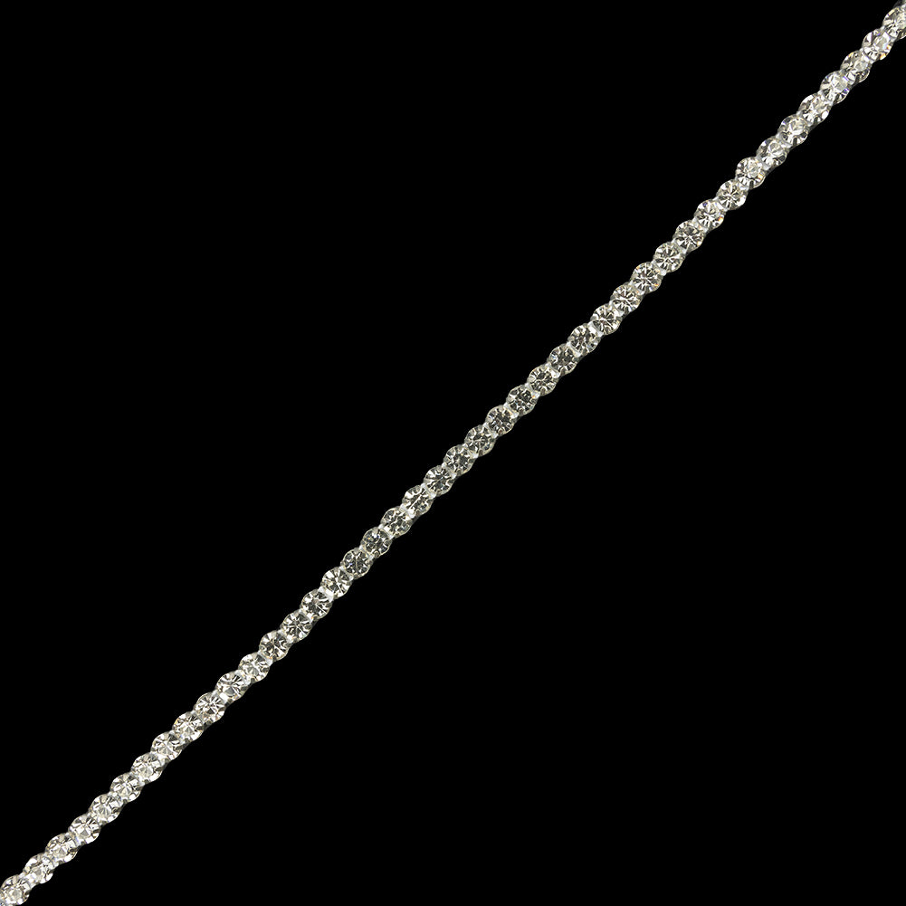 Vintage Crystal and Silver One Row Rhinestone Trim - 0.25