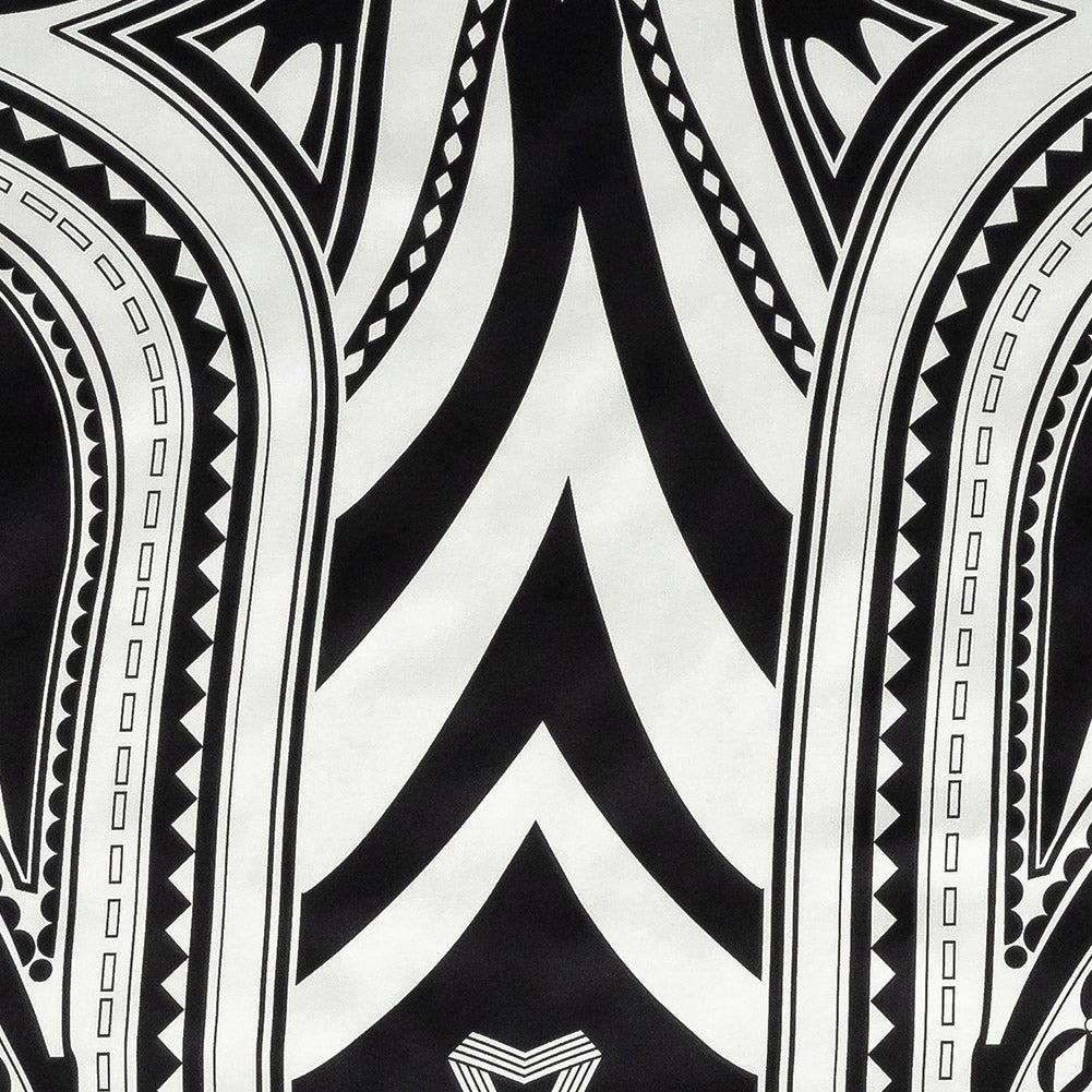 Mood Exclusive Italian Black and White Geometric Digitally Printed Silk Charmeuse Panel - Joann Fabrics