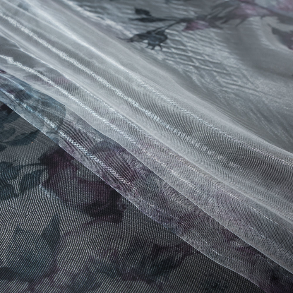 Purple and Silver Floral Printed 3D Organza - Joann Fabrics