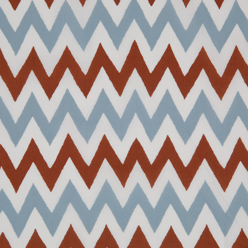 Brown/Blue/White Zig-Zag Printed Cotton Poplin - Joann Fabrics