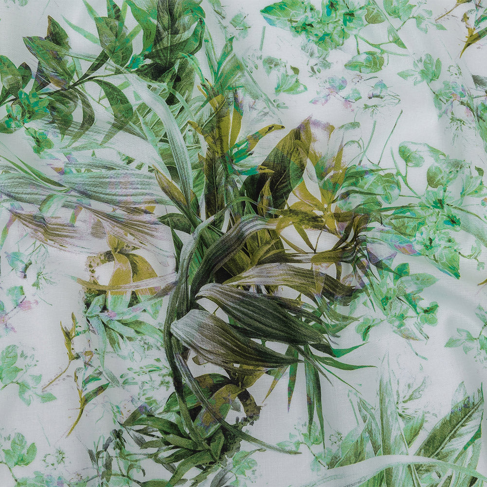 Mercerized Organic Egyptian Cotton Voile - Green and Yellow Tropical Oasis - Toulouse Collection - Joann Fabrics