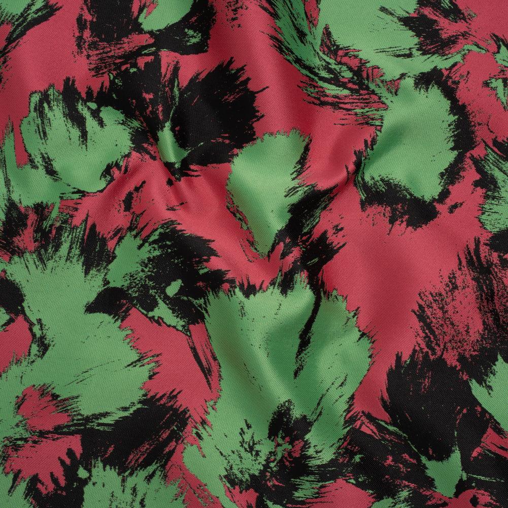 Luxury Polyester Brocade - Black, Hot Pink and Summer Green Abstract Brushstrokes - Joann Fabrics